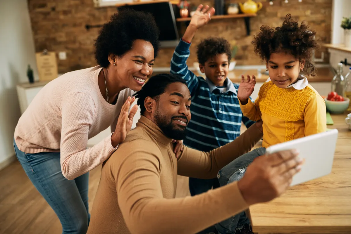 Family celebrating at home