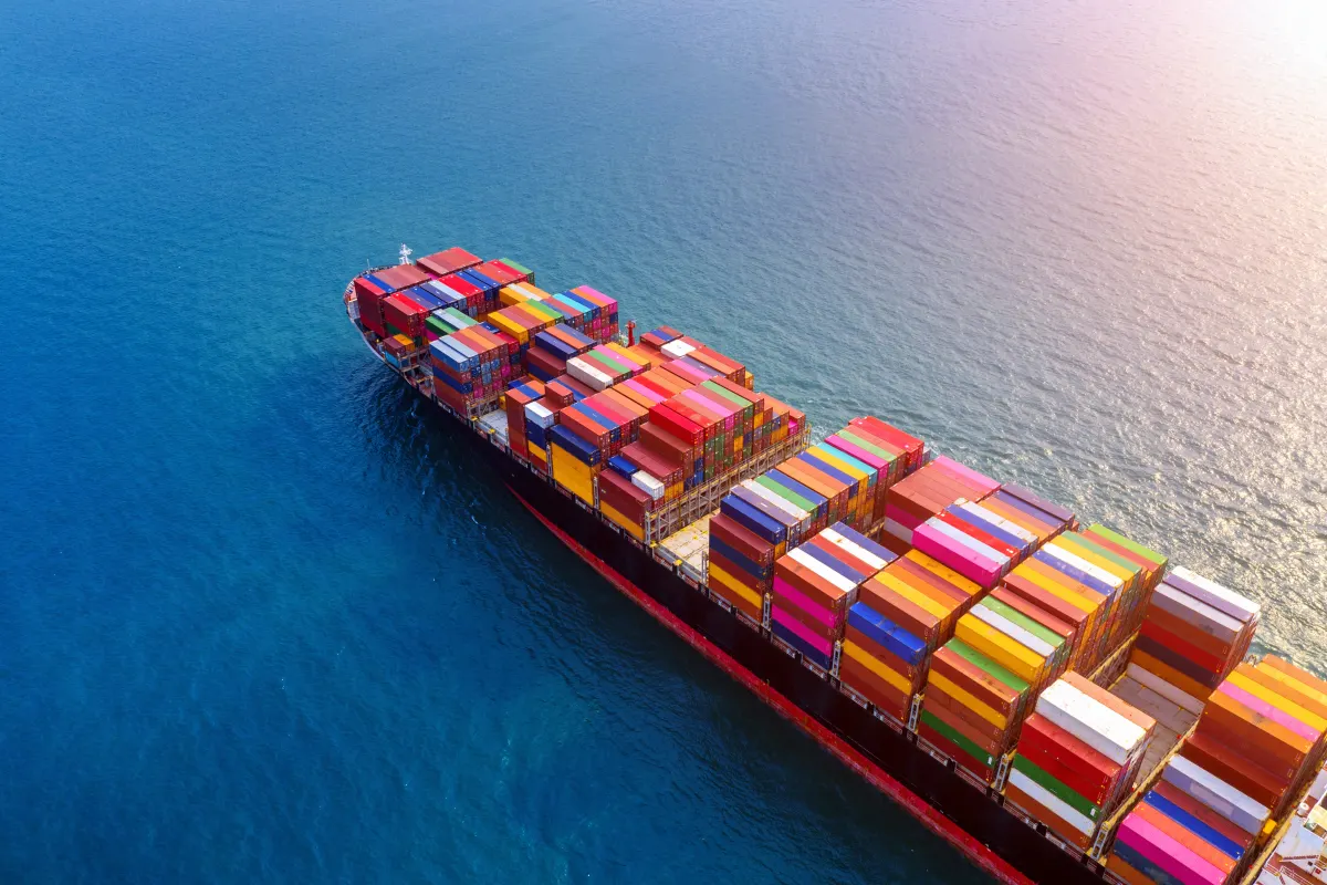 Cargo ship at sea